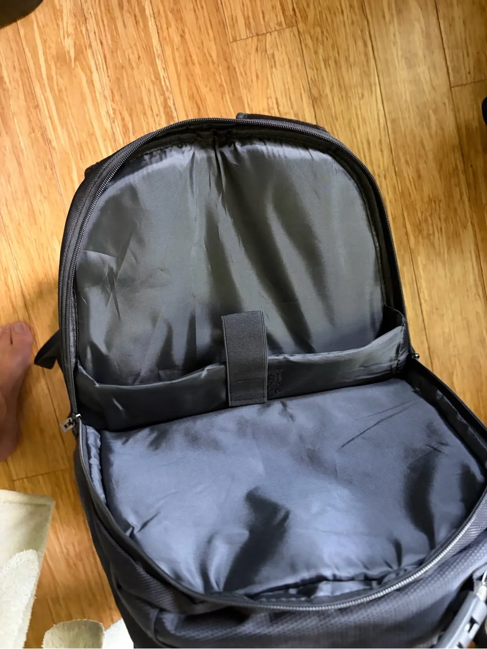 Men's Black Backpack with Red Accents
